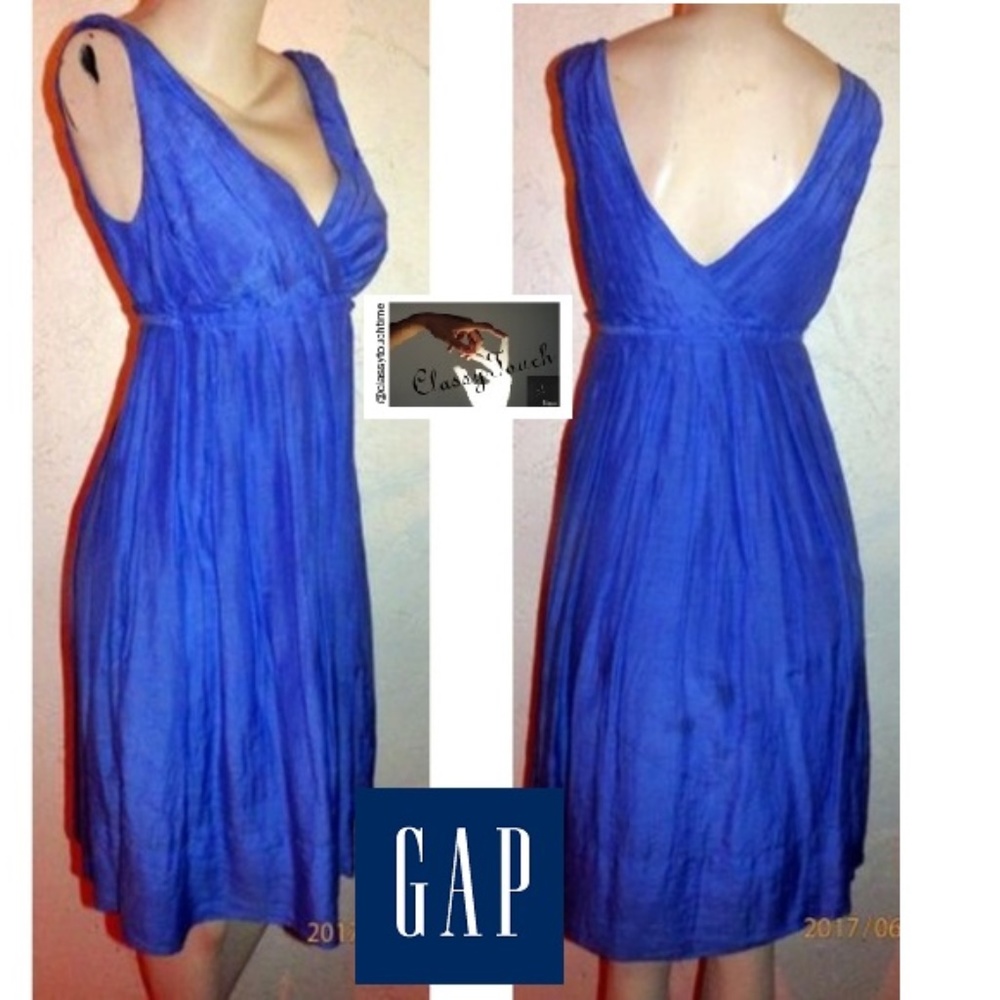 Gap Blue Plunging neckline , Full Skirt Dress - Picture 1 of 8